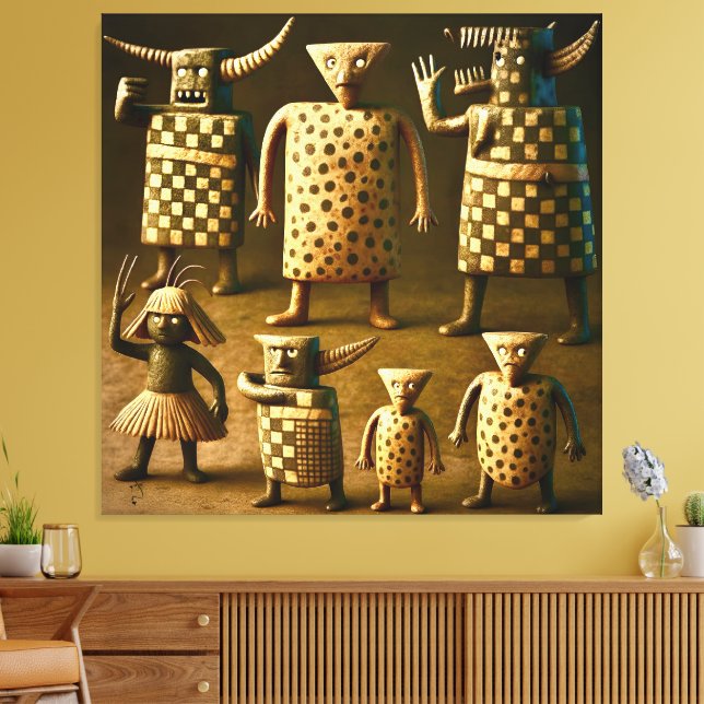 Odd Friends - Tribal Schachbrett & Dots Poster Leinwanddruck (Insitu (Wohnzimmer))