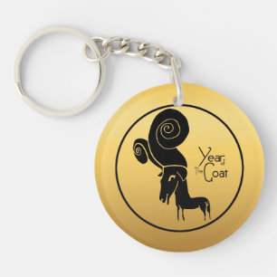 Odd Gold Ram Goat Chinese Year Zodiac Monogram K Schlüsselanhänger