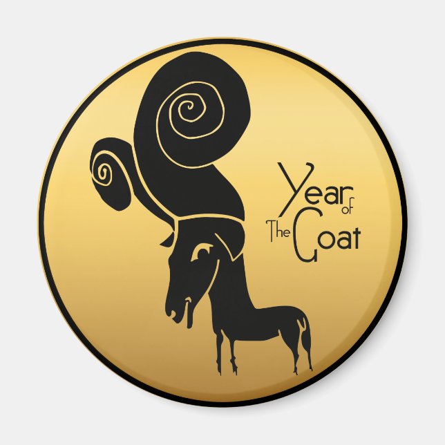 Odd Gold Ram Goat Chinese Year Zodiac Round Magnet (Vorne)