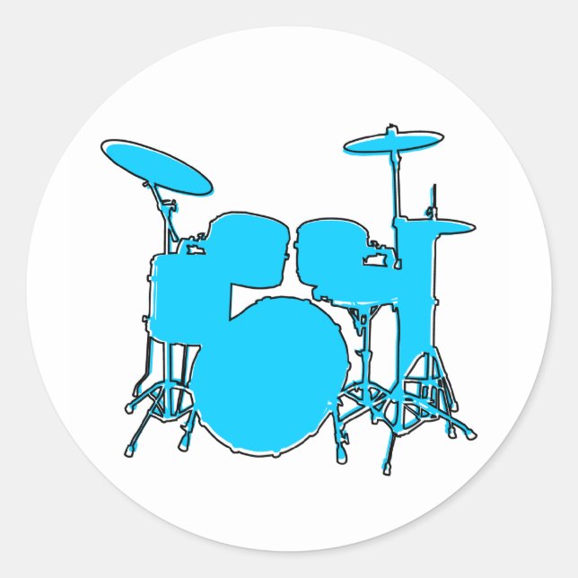 oddRex Schlagzeug Classic Round Sticker (Vorderseite)