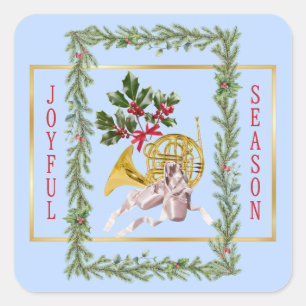 Ode an das Nussknacker-Ballett Blue Garland Quadratischer Aufkleber