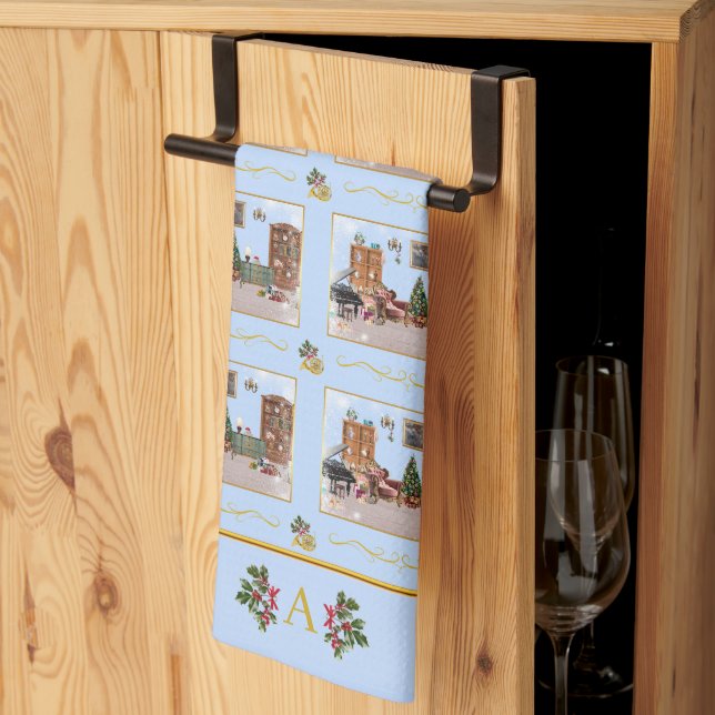 Ode an den Nutcracker Blue Scene Blue Accent Geschirrtuch (Drittel gefaltet)