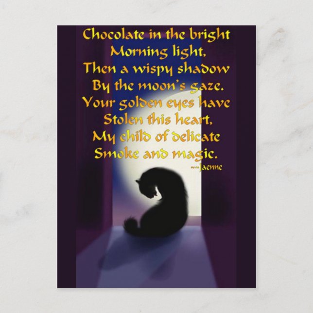 Ode an eine schwarze Katze Postkarte (Vorderseite)