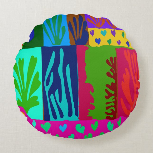 Ode an Matisse Collage Rundes Kissen (Vorderseite)