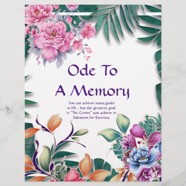 Ode to a Memory Poetry Personalisiert Paper (Vorderseite)