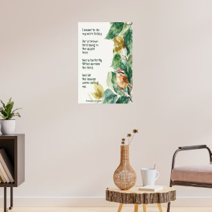 Ode to Spring Gedicht mit Brown Bird Wren Poster