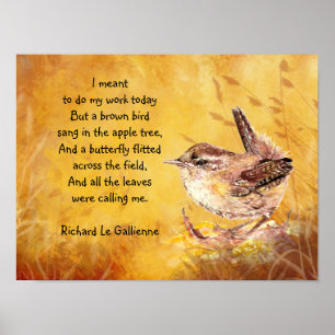 Ode to Spring Gedicht mit Brown Bird Wren Poster