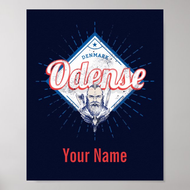 Odense City Denmark Retro Viking Vintag Souvenir Poster (Vorne)