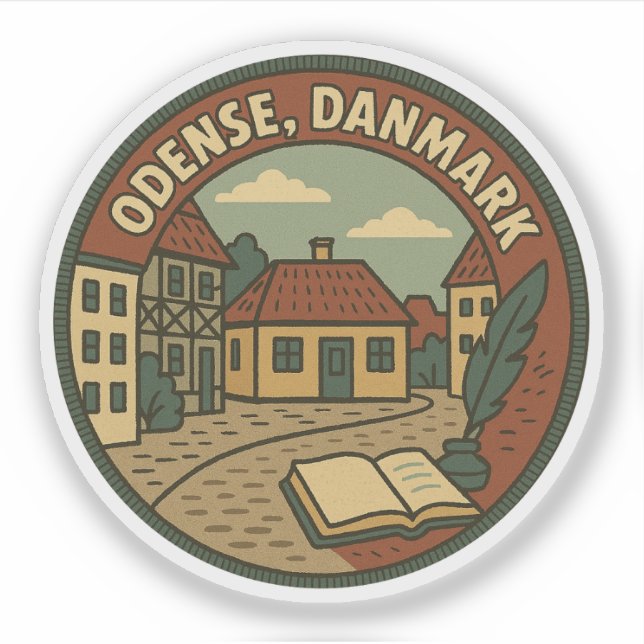 Odense Dänemark Literarisch Aufkleber (Vorderseite)