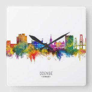 Odense Dänemark Skyline Quadratische Wanduhr