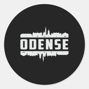 Odense Denmark City Skyline Cityscape Funny Gift Runder Aufkleber