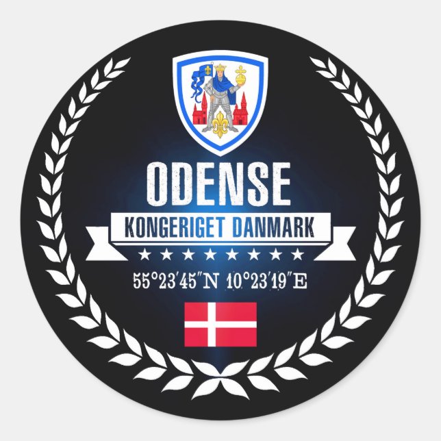 Odense Runder Aufkleber (Vorderseite)
