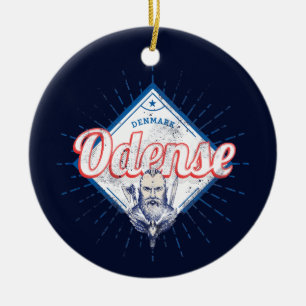 Odense Stadt Dänemark Retro Wikinger Vintage Souve Keramik Ornament