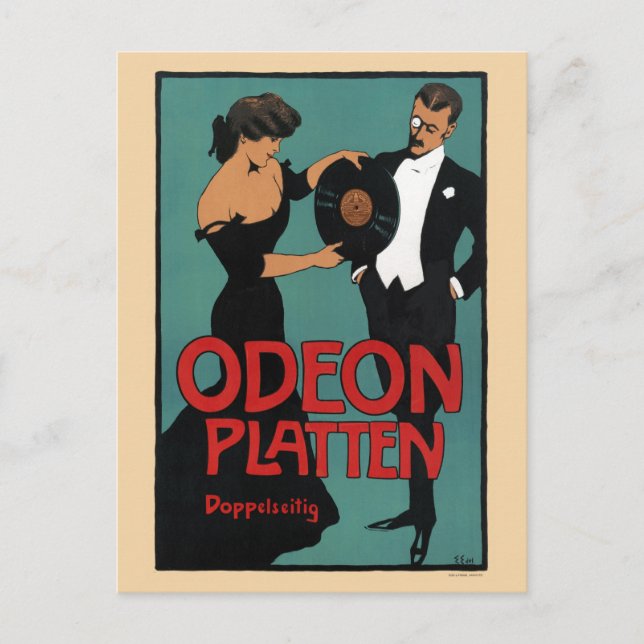 Odeon Platten Vintage Poster 1900 Postkarte (Vorderseite)