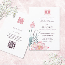 ODER Code | Lotus Blume Chinesische Hochzeitseinla Einladung
