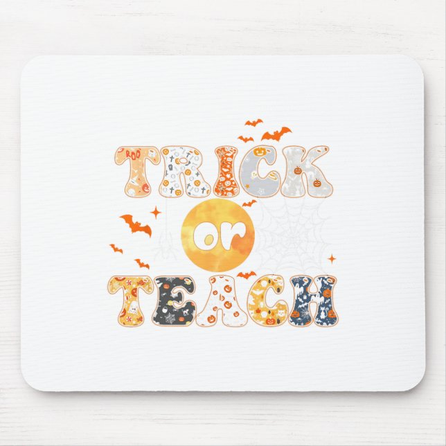 Oder lehren Groovy Lehrer Halloween Retro Floral G Mousepad (Vorne)