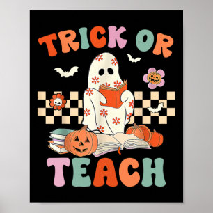 Oder lehren Groovy Lehrer Halloween Retro Floral G Poster