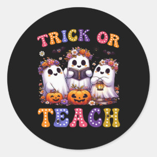 Oder lehrt Halloween Ghost Pumpkin Spooky Teacher Runder Aufkleber