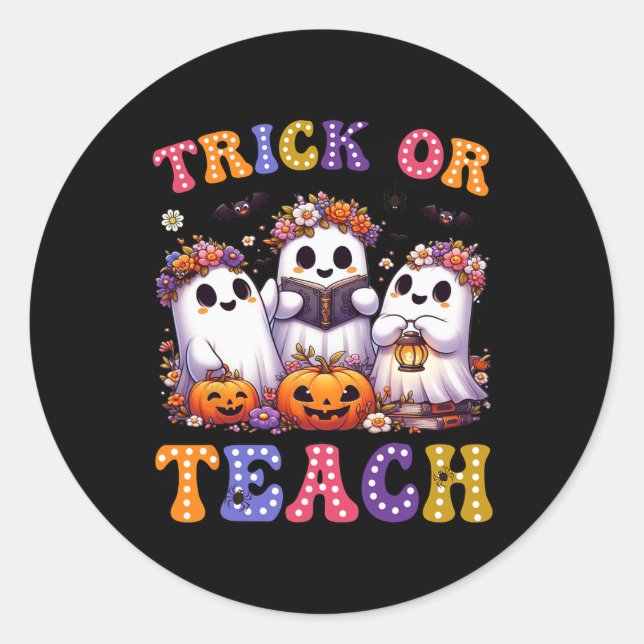 Oder lehrt Halloween Ghost Pumpkin Spooky Teacher  Runder Aufkleber (Vorderseite)