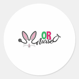 Oder Nurse Bunny Oaster Stethoscope Operating Room Runder Aufkleber