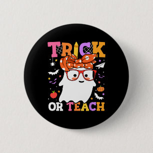 Oder unterrichten Lehrer glücklich Halloween-Geist Button