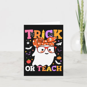 Oder unterrichten Lehrer glücklich Halloween-Geist Karte