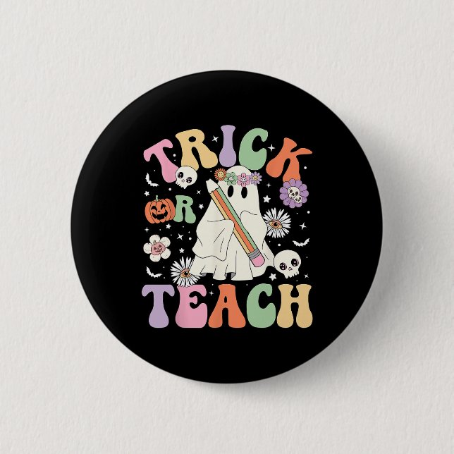 Oder unterrichten Sie Niedlich Teacher Halloween R Button (Vorderseite)