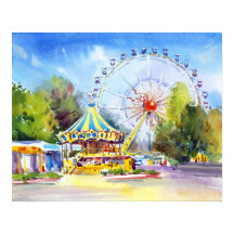 Odesa, Ukraine Riesenrad – Farbige Aquarellmalerei