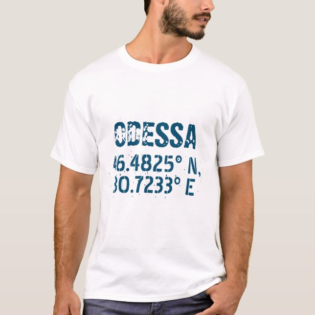 Odessa Ukraine Latitude & Longitude beunruhigt T-Shirt (Vorderseite)