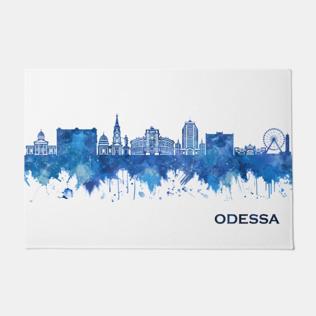 Odessa Ukraine Skyline Blue Fußmatte (Vorderseite)