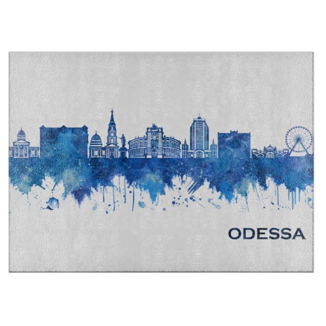 Odessa Ukraine Skyline Blue Schneidebrett (Vorderseite)
