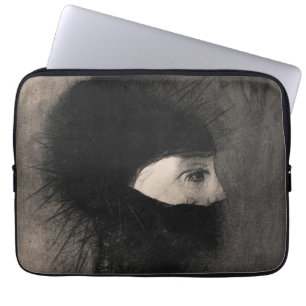 Odilon Redon Armor. Dunkle Frau sieht sich dem Sym Laptopschutzhülle