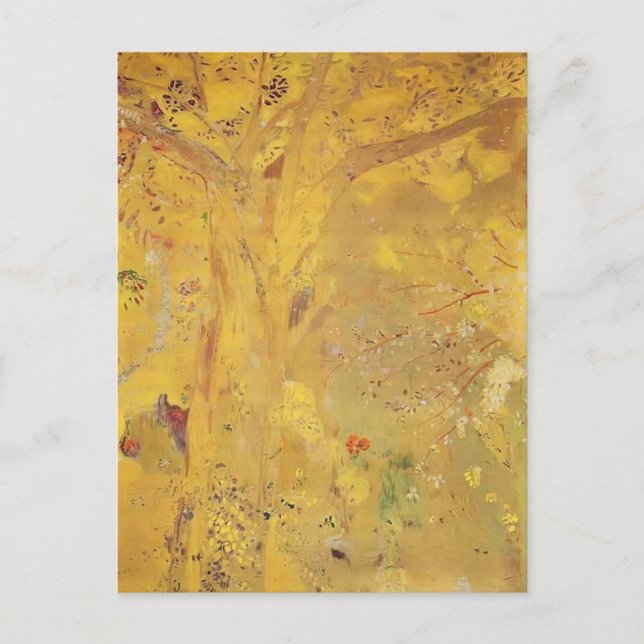 Odilon Redon - Baum gegen einen gelben Hintergrund Postkarte (Vorderseite)