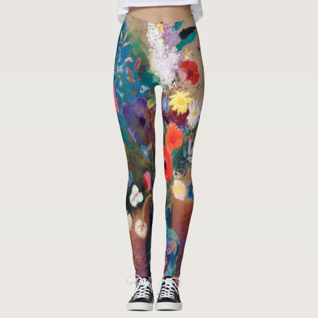 Odilon Redon bedruckte Leggings bemalte Blume (Vorderseite)