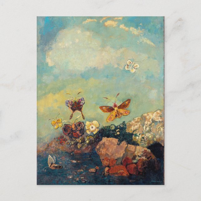 Odilon Redon Butterfys Vintage Symbolismus Kunst Postkarte (Vorderseite)