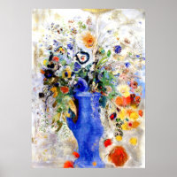 Odilon Redon - Grosses Bouquet in Pastel Blue Vase