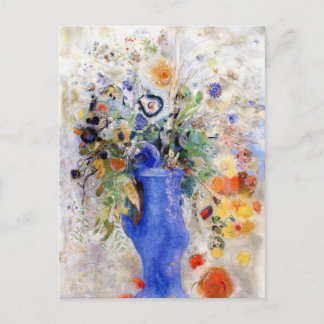Odilon Redon - Grosses Bouquet in Pastel Blue Vase Postkarte