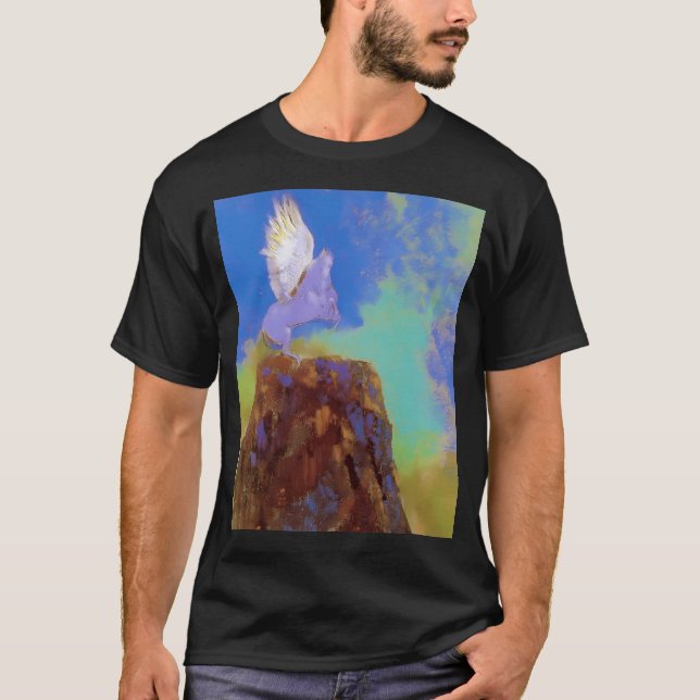 Odilon Redon Pegasus auf einem blauen T-Shirt (Vorderseite)