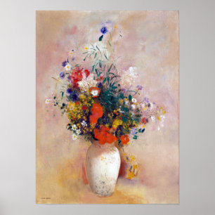 Odilon Redon Vase der Blume (rosa Hintergrund) Poster