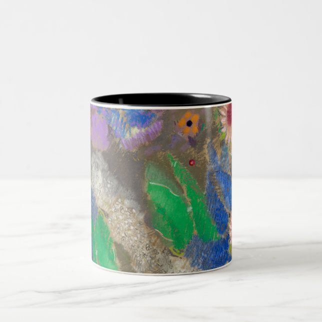 Odilon Redons abstrakte Blume Hintergrund. Zweifarbige Tasse (Mittel)