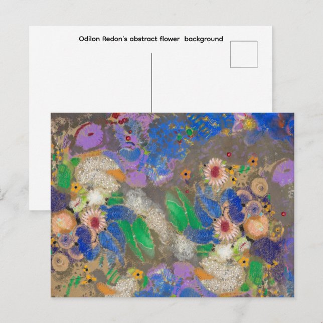 Odilon Redons abstrakter Blumenhintergrund. Postkarte (Vorne/Hinten)