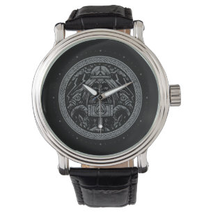 Odin-Hammer Runen Raben Wikinger-Mythologie Walhal Armbanduhr