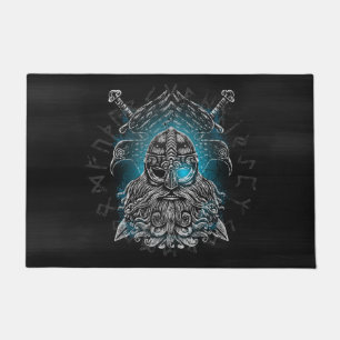 Odin mit Raben und Schwertern Wikinger-Mythologie Fußmatte