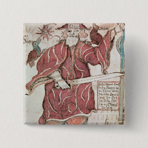 Odin, mit seinen zwei Krähen, Hugin und Munin Button