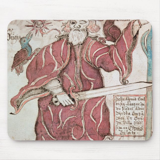 Odin, mit seinen zwei Krähen, Hugin und Munin Mousepad (Vorne)