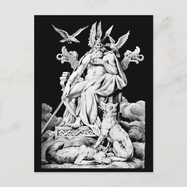 Odin, Norse mythology God, Vintag Illustration Postkarte (Vorderseite)