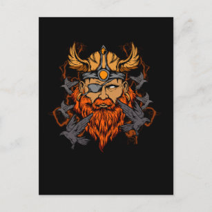 Odin Norse Mythology Viking God & Ravens Postkarte