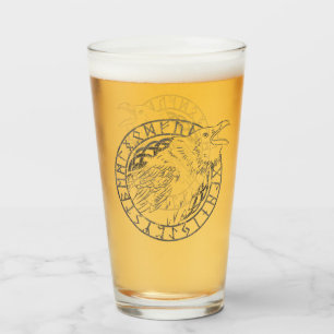 Odin-Rabe-Krähe-Wikinger-Mythologie Runen runisch Glas