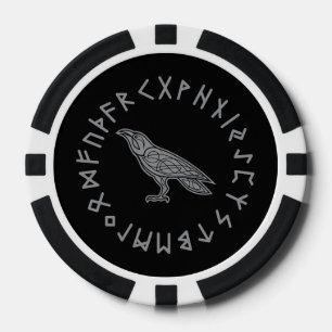 Odin Rabe Krähe Wikinger Mythologie Runen runisch Pokerchips
