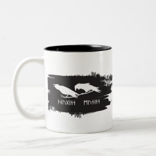 Odin-Rabe-Krähe-Wikinger-Mythologie Runen runisch Zweifarbige Tasse